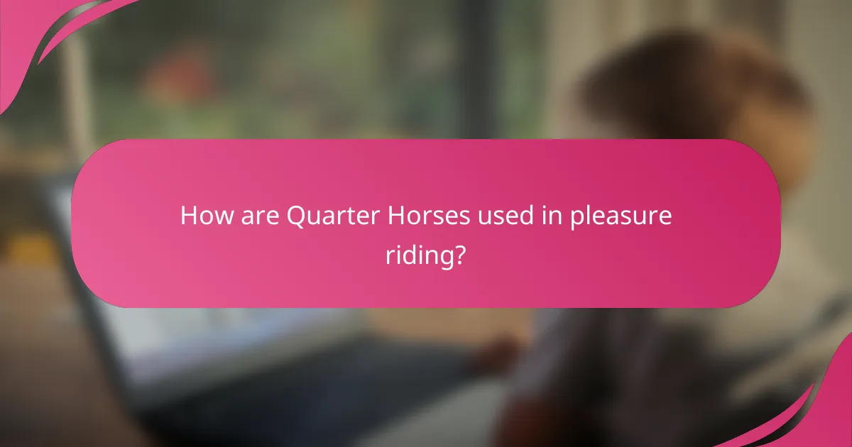 How are Quarter Horses used in pleasure riding?