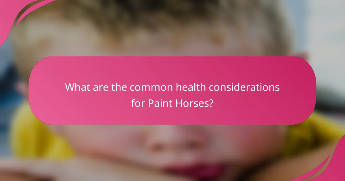 What are the common health considerations for Paint Horses?
