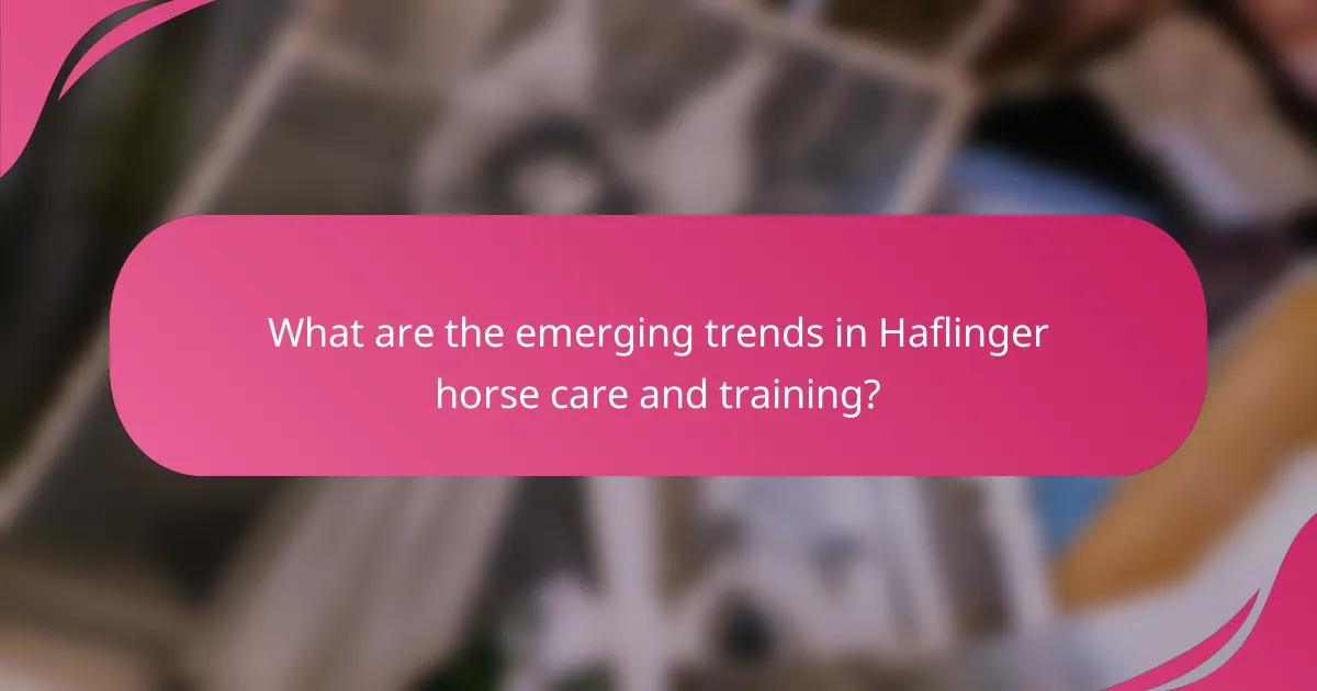 What are the emerging trends in Haflinger horse care and training?