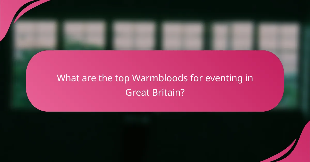 What are the top Warmbloods for eventing in Great Britain?