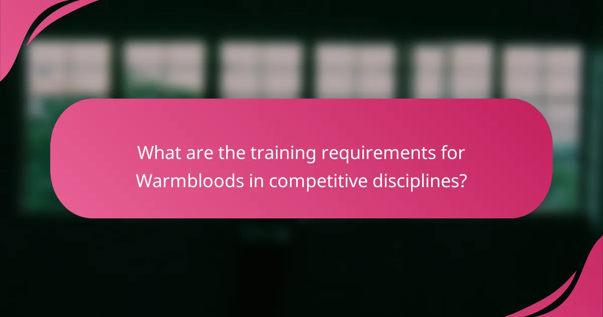 What are the training requirements for Warmbloods in competitive disciplines?