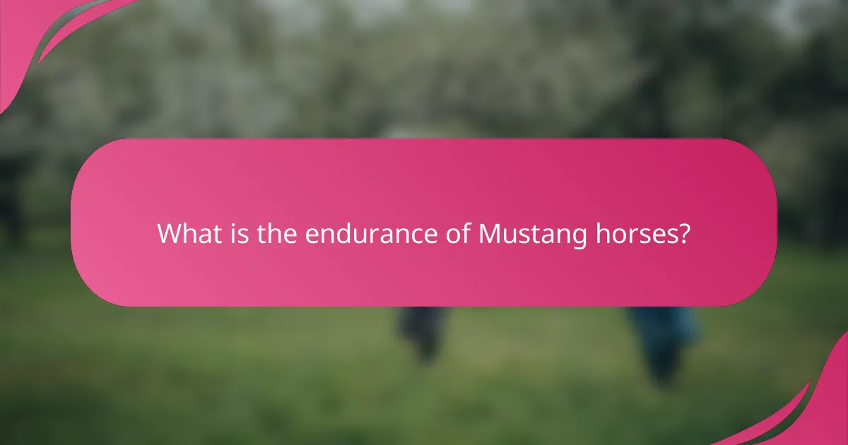 What is the endurance of Mustang horses?