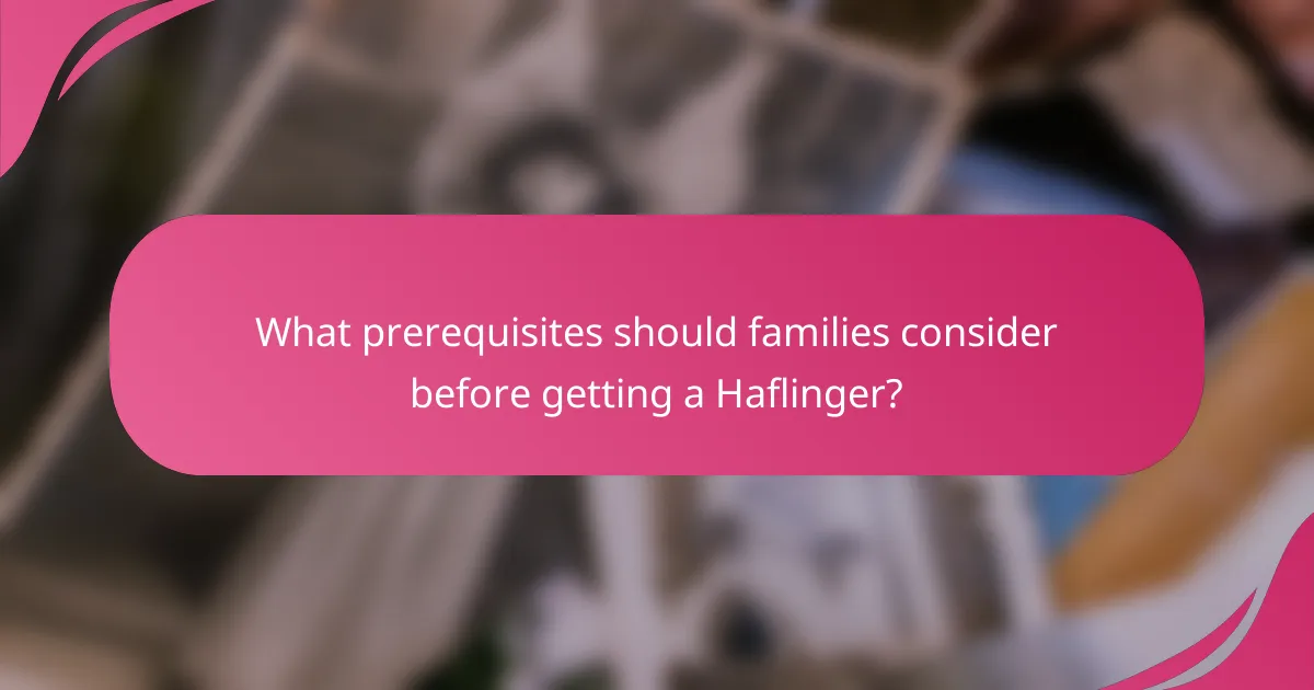 What prerequisites should families consider before getting a Haflinger?